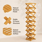 8-Tier Folding Shoe Rack, Vertical Space-Saving Storage Organizer, Heavy-Duty Foldable Shoe Shelf for Entryway, Closet, Bedroom