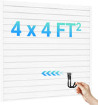 Ezlaino Slatwall Panel 4FT x 4FT, PVC Slat Wall Storage System, Waterproof, Durable& Easy to Install, Compatible with Most Hooks, Ideal for Garage Storage & Home Decoration, White