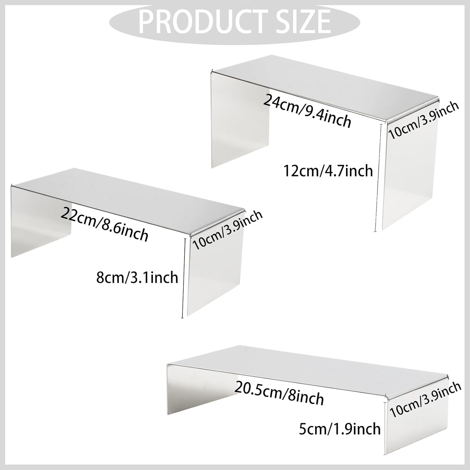 Purse Display Stands - 3 Stainless Steel Perfume Display Stands Metal Shoe Display Riser Stand for Home Boutique Retail Store Showcase, Mirror