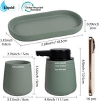 INGOFIN Automatic Ceramic Bathroom Accessory Set - 3 Pcs Auto Liquid Soap Dispenser Touchless, Toothbrush Holder & Tray, Smart Electric Bathroom Counter Set for Home, Guest Room, or Office, Green