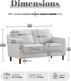 Kingfun 56" Chenille Sofa, Loveseat Couch, Mid Century Modern Love Seat Couches with Solid Wood Frame for Living Room & Bedroom, Silver Gray