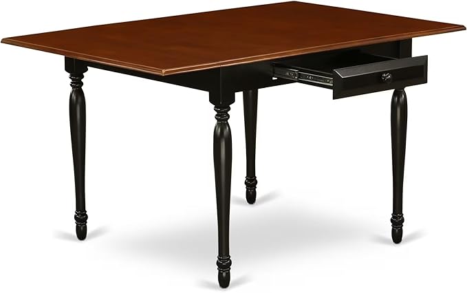 East West Furniture MZKE3-BCH-W 3 Piece Modern Dining Table Set Contains a Rectangle Wooden Table with Dropleaf and 2 Dining Chairs, 36x54 Inch, Black & Cherry