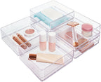 STORi SimpleSort 6-Piece Stackable Clear Drawer Organizer Set | 6" x 6" x 2" Square Trays | Small Makeup Vanity Storage Bins and Office Desk Drawer Dividers | Made in USA