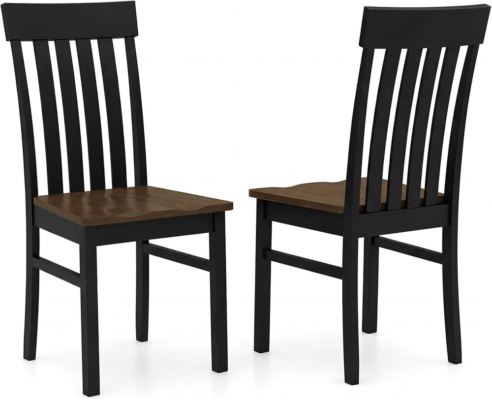 GIANTEX Wooden Dining Chairs Set of 2, Hollowed Backrest & Rubber Wood Seat