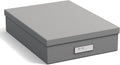 Bigso Box of Sweden Document Box for A4 paper, Brochures and Notes - Box with Lid and Handle - Fibreboard and Paper Box Storage with Lid - Grey