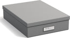 Bigso Box of Sweden Document Box for A4 paper, Brochures and Notes - Box with Lid and Handle - Fibreboard and Paper Box Storage with Lid - Grey