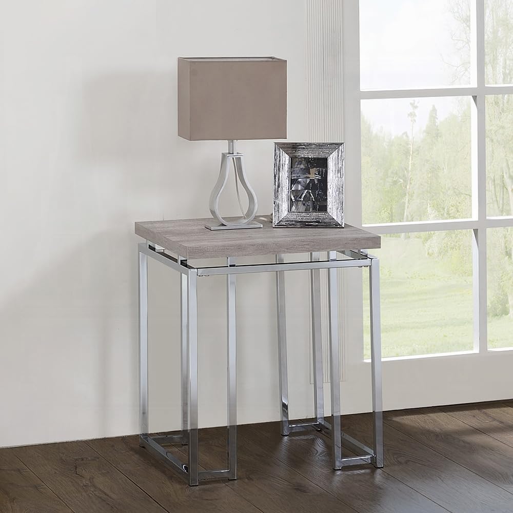 End Table Natural Oak Living1pc Chrome Frame Side Table