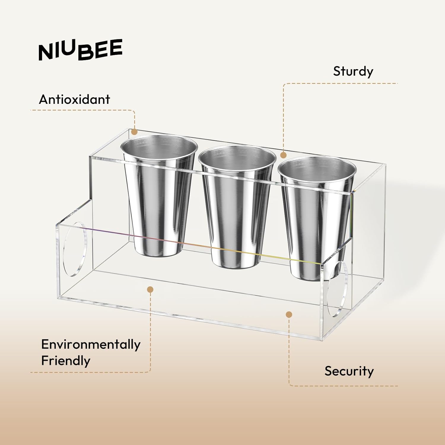 NIUBEE Hair Tool Organizer, Clear Acrylic Hair Dryer and Styling Organizer, Bathroom Countertop Blow Dryer Holder, Vanity Caddy Storage Stand for Accessories, Makeup, Toiletries