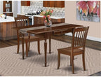 East West Furniture MZDA3-MAH-W 3 Piece Dining Room Furniture Set Contains a Rectangle Kitchen Table with Dropleaf and 2 Dining Chairs, 36x54 Inch, Mahogany