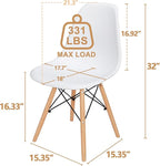 SUPER DEAL Modern Dining Chairs Set of 4 Plastic DSW Shell Lounge Chair Mid Century Side Chairs with Solid Wood Legs for Living Room, Kitchen, Dinning Room, Bedroom, White