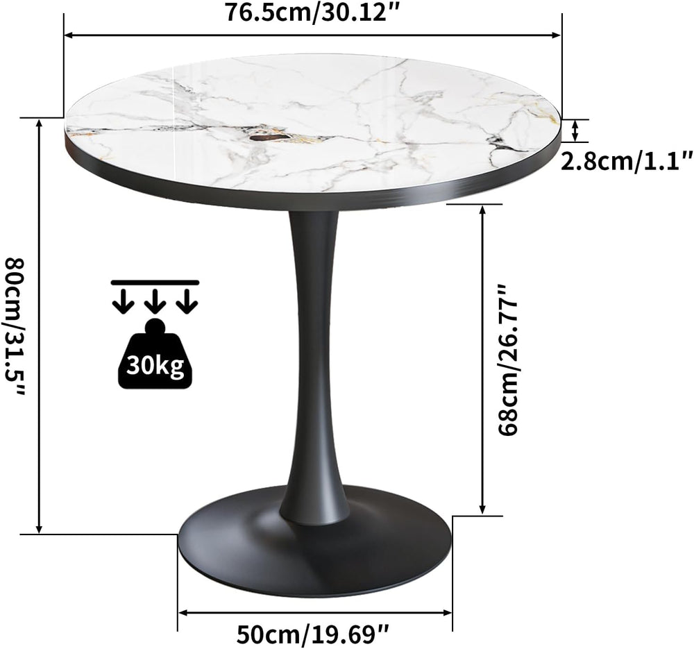 Wisfor Kitchen Dining Table Coffee Table: Round 30 Inch Sintered Stone High G...