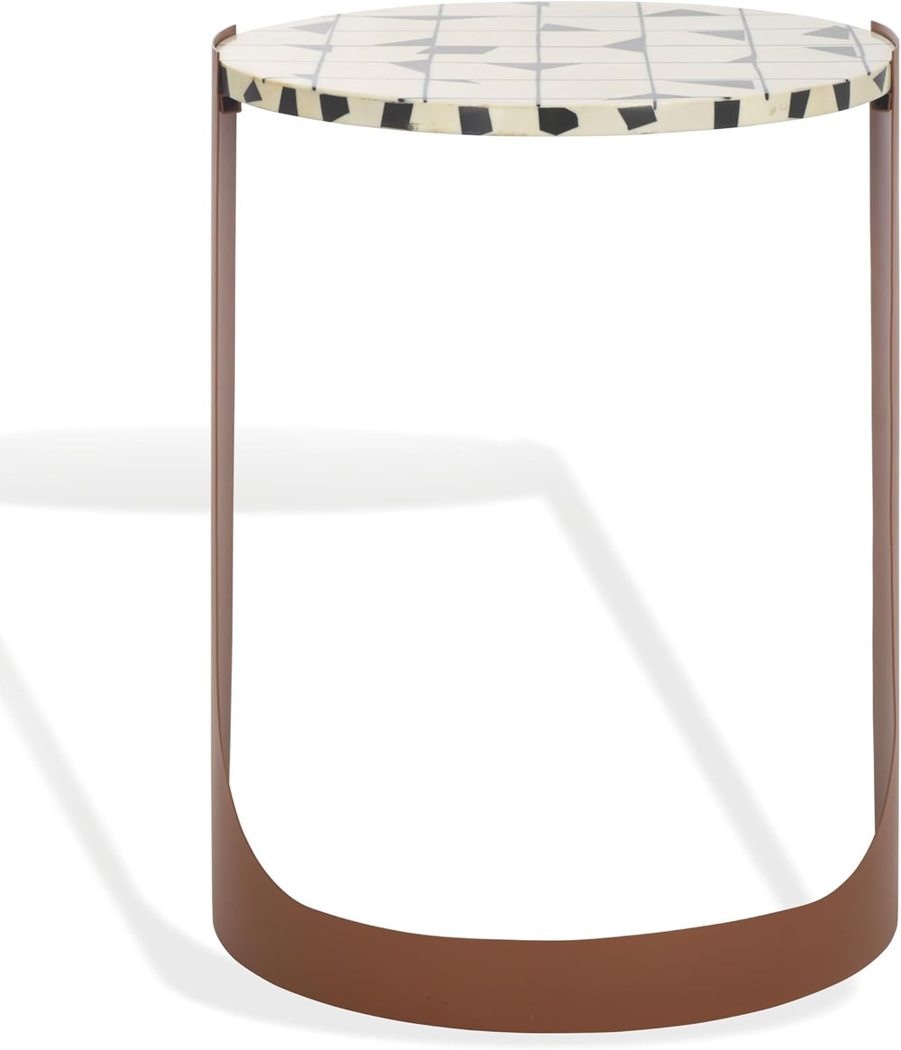 SAFAVIEH Couture Collection - Tomlinson Brown & White Metal Accent Table,...