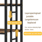 4 Tier Bakers Rack for Kitchens, Adjustable Microwave Stand with Storage, Metal Storage Shelves for Dinning Room Coffee Bar, Rustic Brown