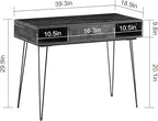 VECELO 39.3" Home Office Work Table with Drawers,Computer Desk with Hairpin Leg for Writing/Study,Classic Grey
