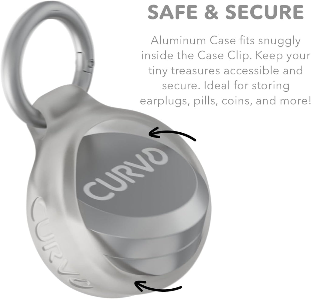 CURVD Premium Carrying Case – Durable Travel Keychain Container, Medicine Pill Organizer & Travel Pill Box, Small Waterproof Holder for Pills, Earplugs, Jewelry, Compatible with Loop, Vibes & Eargasm