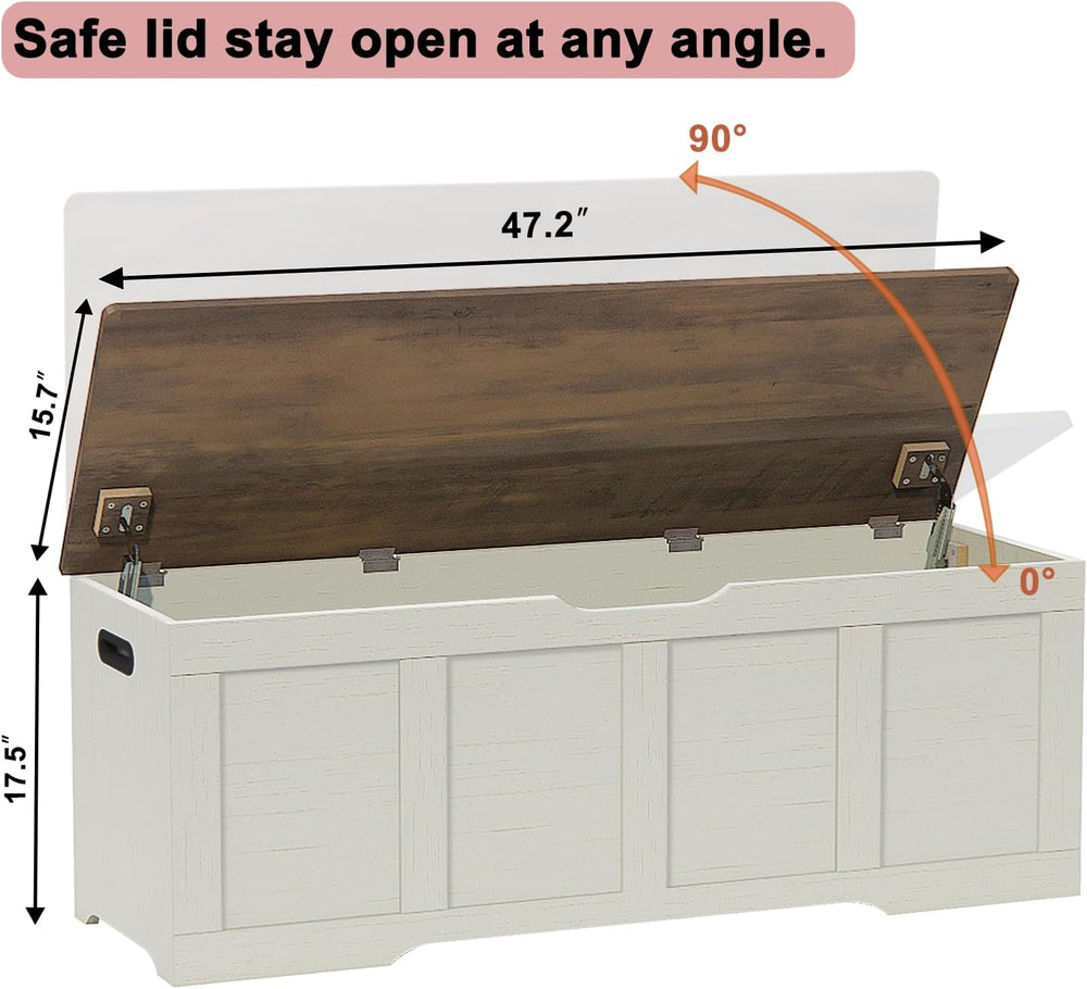 Timberer 47.2" Storage Chest, Extra Large Storage Trunk with 2 Safety Hi...