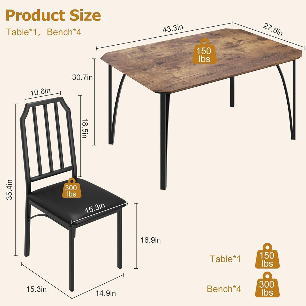 IDEALHOUSE Dining Table Set for 4, Kitchen Table Set of 4 with Upholstered Cu...