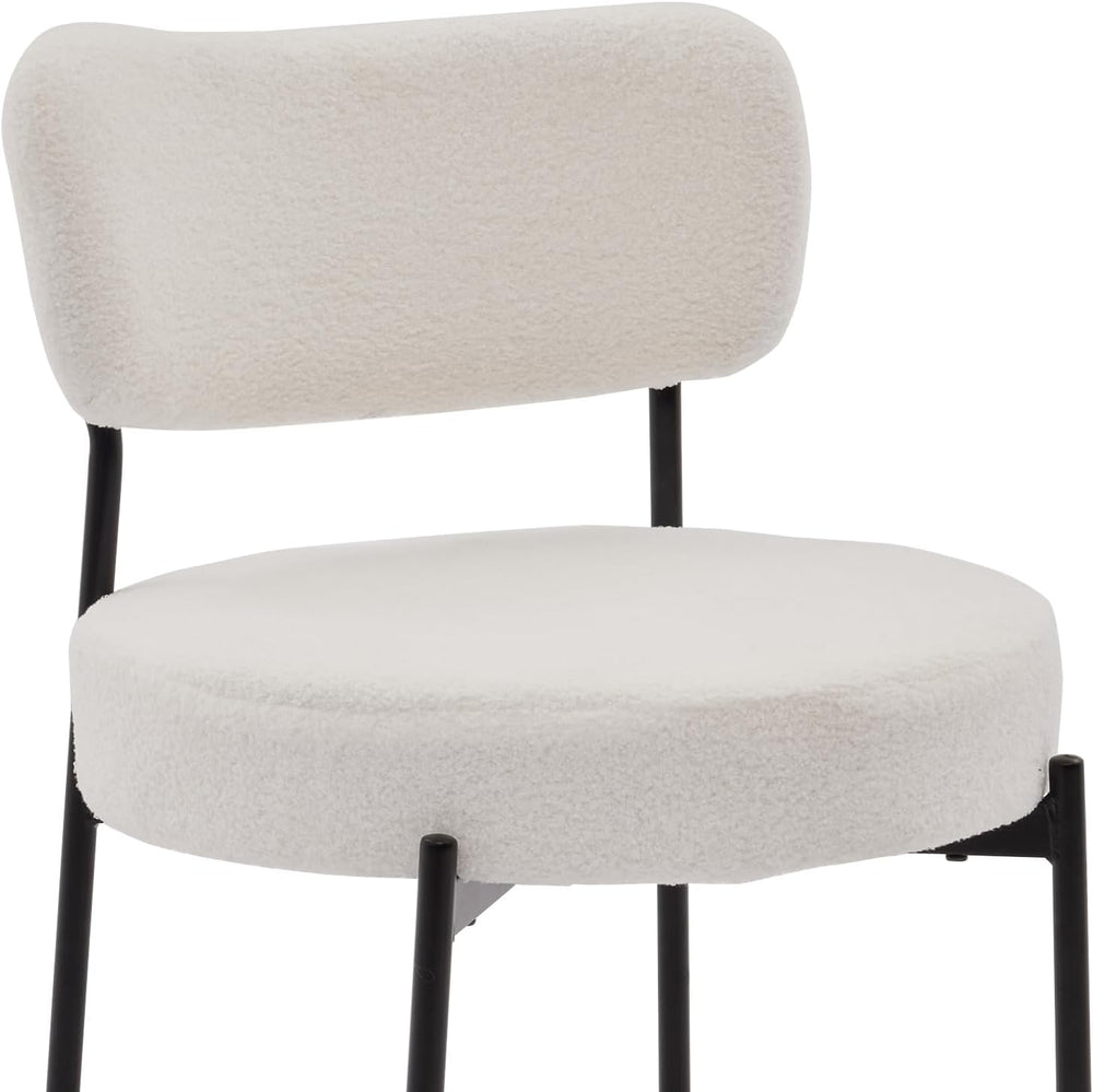 Boucle Dining Chair Set of 2, Mid Century Modern Upholstered Kitchen Chairs w...