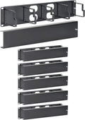 ICC 2U Ring Cable Manager Panel with Cover, Metal, 3" D-Rings, Horizontal Cable Management, Rackmount for 19” Network Racks, Black, 6-Pack