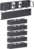 ICC 2U Ring Cable Manager Panel with Cover, Metal, 3" D-Rings, Horizontal Cable Management, Rackmount for 19” Network Racks, Black, 6-Pack