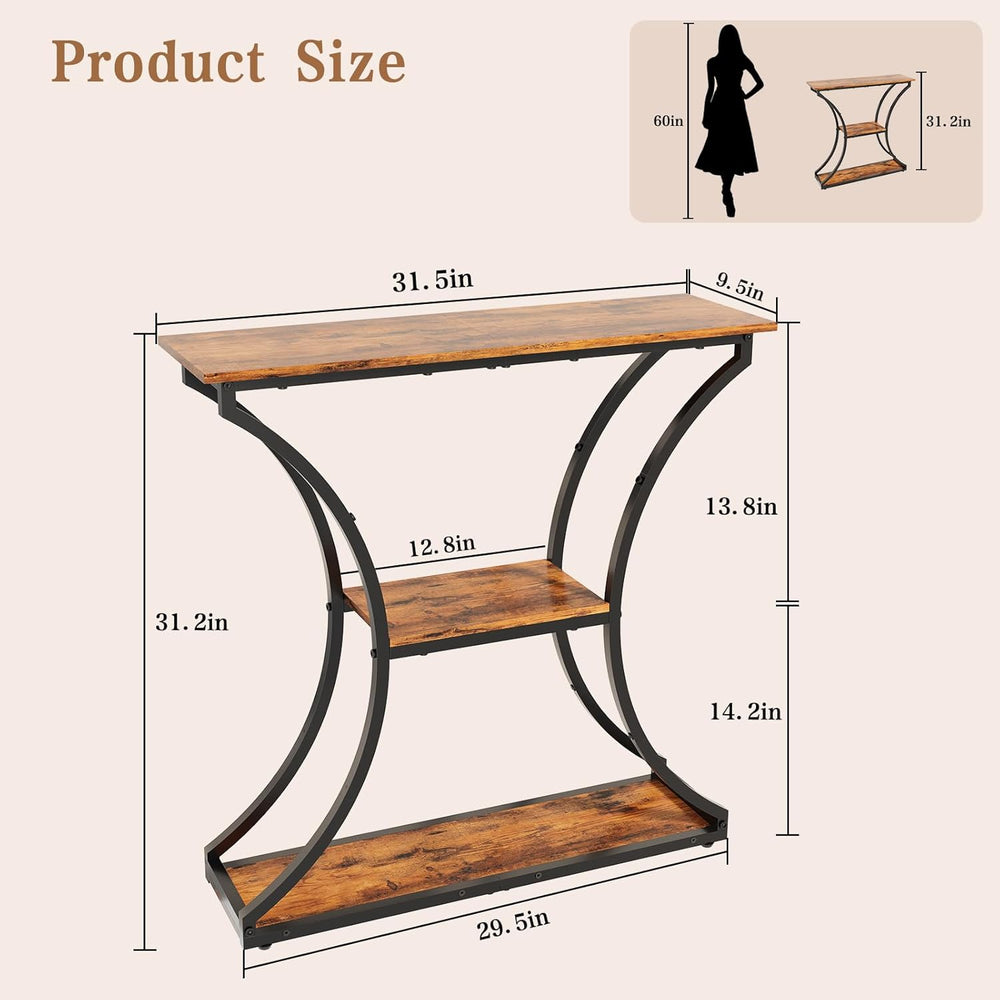 HavenlyYouth Narrow Console Table for Entryway, Industrial 3-Tier Sofa Table ...