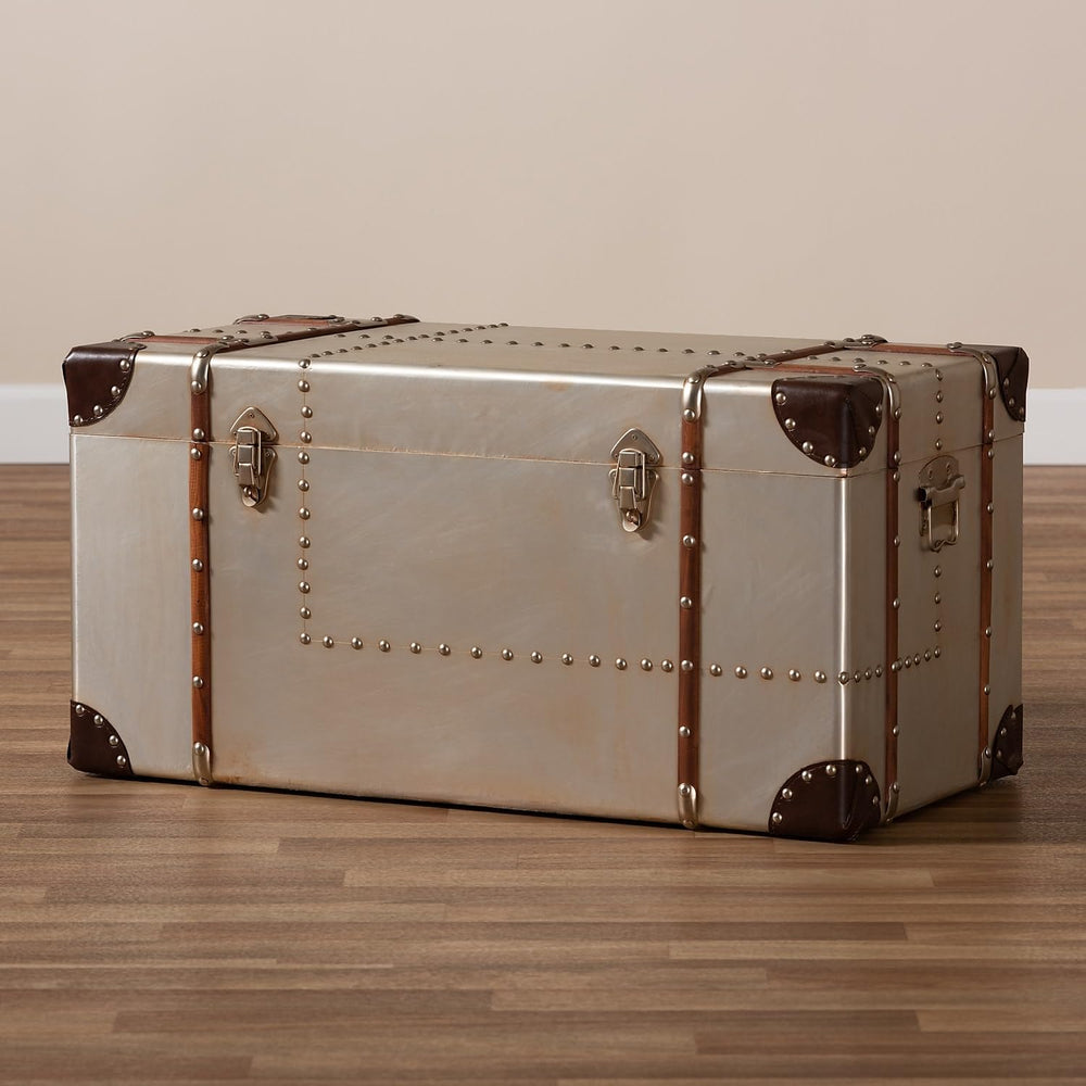 Baxton Studio Bechet Storage Trunk, Silver