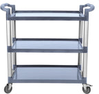 3-Tier Heavy Duty Utility Cart with Wheels, 43" Lx 21" W x 38" H, Durable Rolling Cart for Restaurant, Office, Kitchen, and Warehouse Use, Lockable 360° Swivel Casters Service Cart, Grey