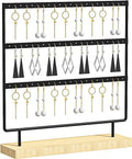 Earring Holder Organizer,Pierced Large Earrings Display Stand For Selling,Small Stud Earring Organizer Rack,Hoop Earring Storage Hanger Tree (Black, 3 tier)
