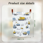 Laundry Baskets 15.7x19.7 Inch Construction Truck Mountain Scene Design Collapsible Laundry Hamper with Handles Oxford Fabric Clothes Storage Bin Foldable Dirty Clothes for Bedroom Bathroom Dorm