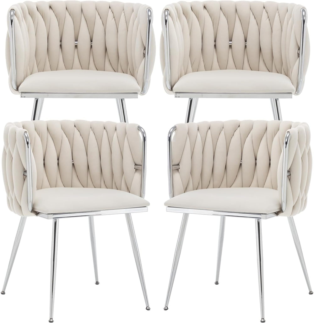 Velvet Dining Chairs Set of 4, Upholstered Dining Room Chairs with Metal Legs...