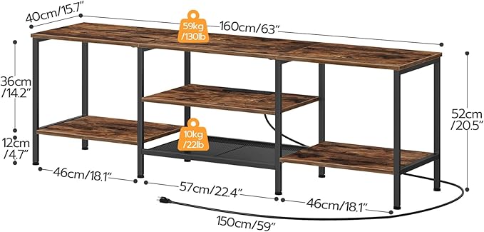 HOOBRO TV Stand with Power Outlets to 75 Inches, TV Console Table with Open S...