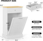 GAZHOME 10 Gallon Tilt Out Trash Cabinet, Upgrade Wooden Free Standing Recycling Trash Cabinet with Hideaway Drawer(White)