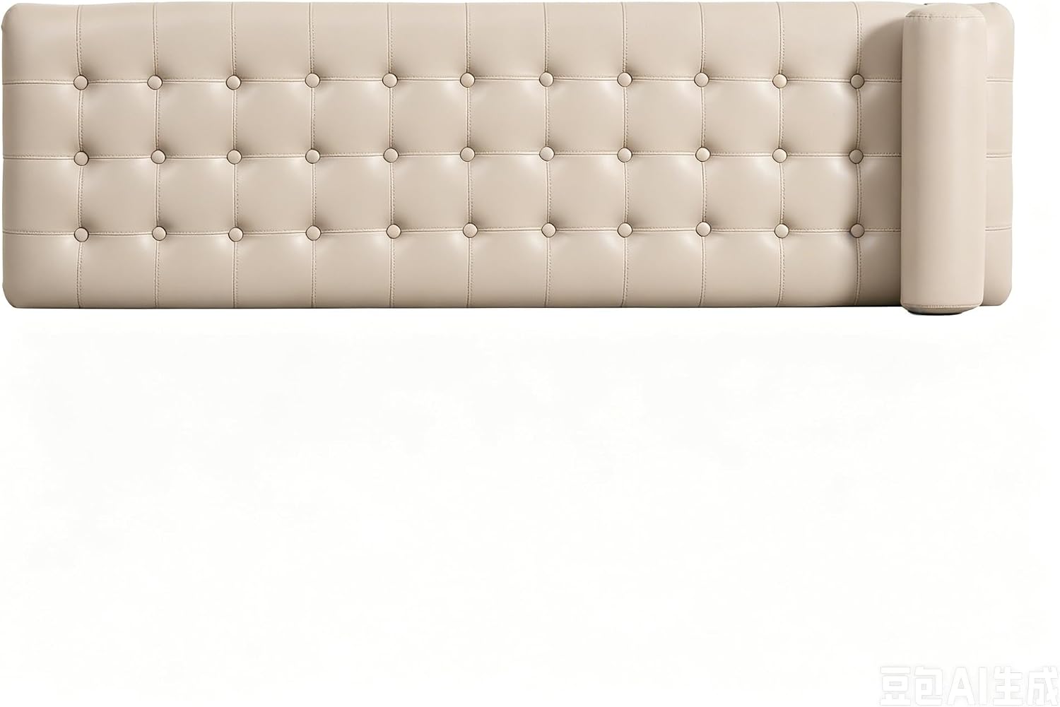 66" Upholstered End of Bed Bench with Headrest, Button Tufted (Taupe) | Nano Leather, Dark Walnut Legs, Bedroom & Entryway, Footstool Design, Window Bench Style