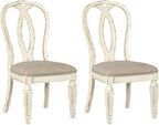 Signature Design by Ashley Realyn French Country Ribbon Back Dining Chair, 2 Count, Chipped White