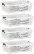 26 Quart Clear Underbed Storage Bin, Plastic Underbed Storage Box, Wheeled Underbed Storage Container with Lid, 4 Packs
