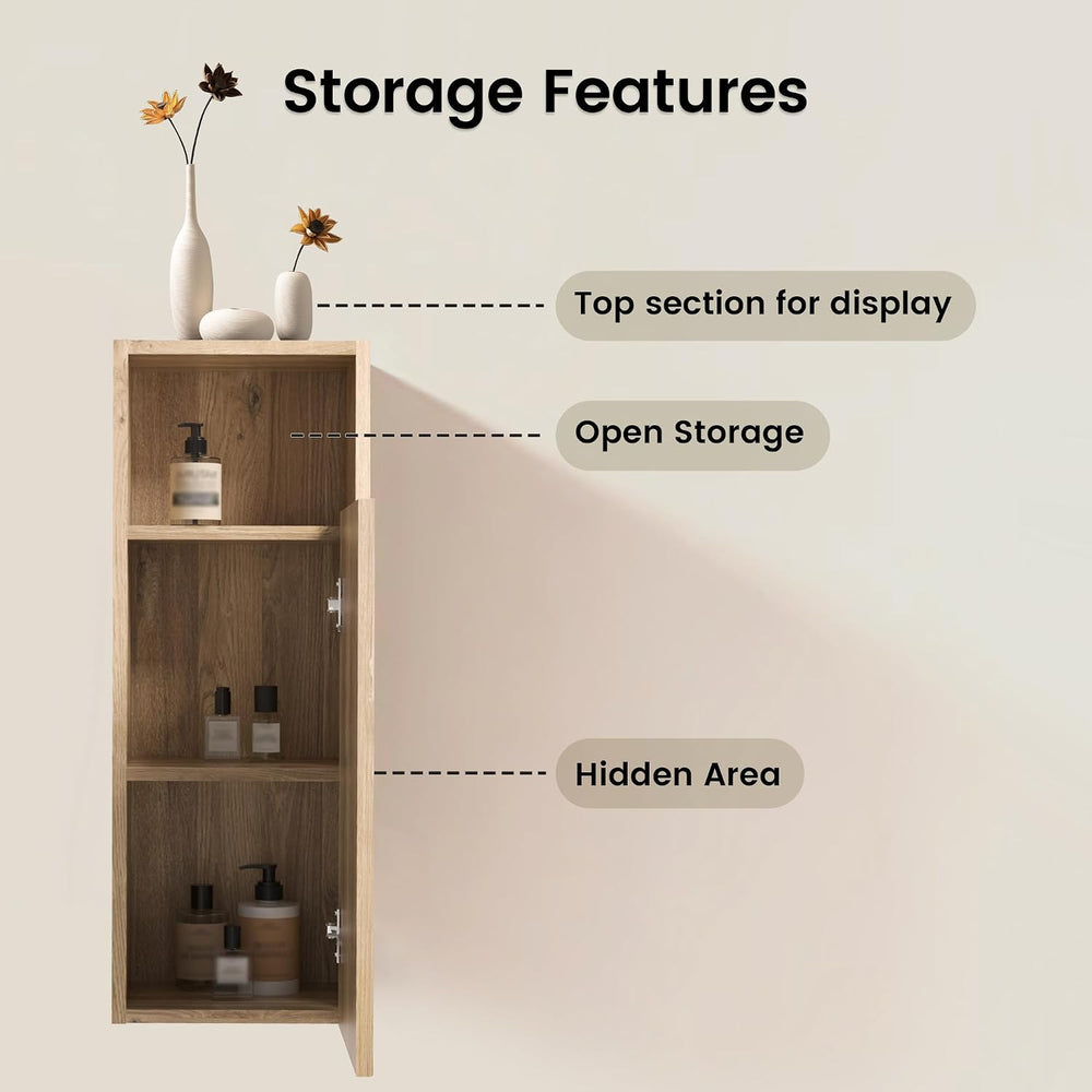 12" Floating Bathroom Storage Cabinet, Modern Bathroom Wall Cabinets wit...