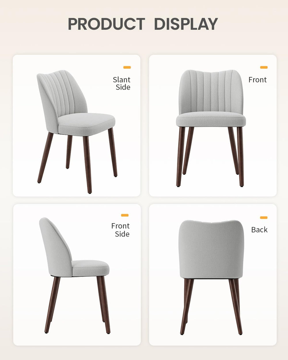 Upholstered Dining Chairs Set of 6, Farmhouse Fabric Kitchen Chairs with Soli...