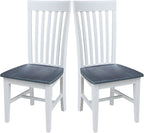 International Concepts Set of Two Tall Mission Chairs, White/Heather gray