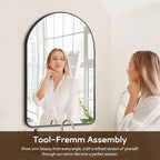 Arched Wall Mirror 24"X36", Black Bathroom Vanity Mirrors for Over Sink, Modern Farmhouse Mirror Wall Mounted, Curved Arch Design for Bedroom, Living Room & Home Decor
