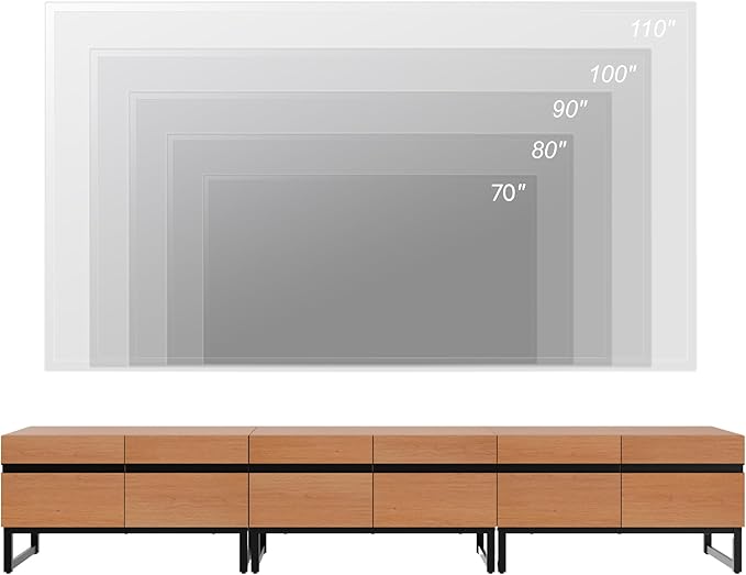 WAMPAT 3-in-1 Modern TV Stand for Up to 110 Inch TVs, Large Wood Entertainment Center Media Console with Storage Cabinets and Metal Base for Living Room, Mocha
