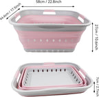 SAMMART 42L (11 gallon) Collapsible Plastic Laundry Basket - Foldable Pop Up Storage Container/Organizer - Portable Washing Tub - Space Saving Hamper/Basket (Grey/Pale Pink)