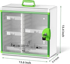 Glosen Medicine Cabinet Locking Medicine Cabinet Wall Mounted【 Green 13.6 x 13.4 x 6.5 Inch 】 Portable Storage Container Big Capacity