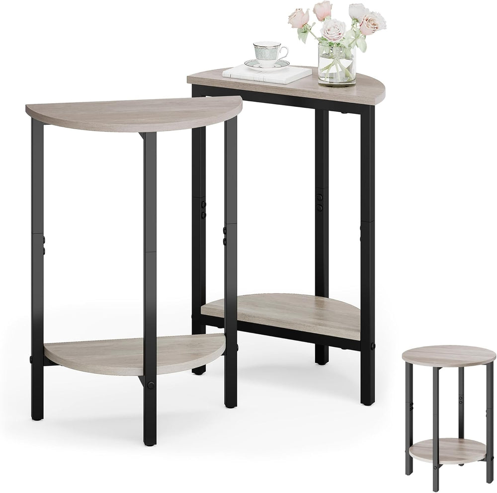 Vagusicc Side Tables Small End Tables, Set of 2 Half Round Side Table for Liv...