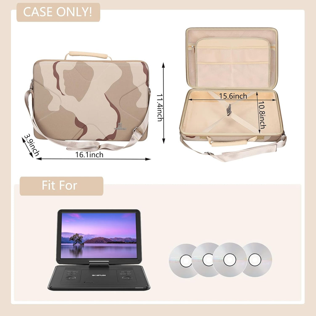 Tourmate Hard Storage Case for BOIFUN/POFOTO/YOTON 17.5" 16.9" 15.5" Portable DVD Player,PJGCWB 16.9" POFOTO 15.7" Portable EVA Box (Only Box) (Camouflage (khaki))