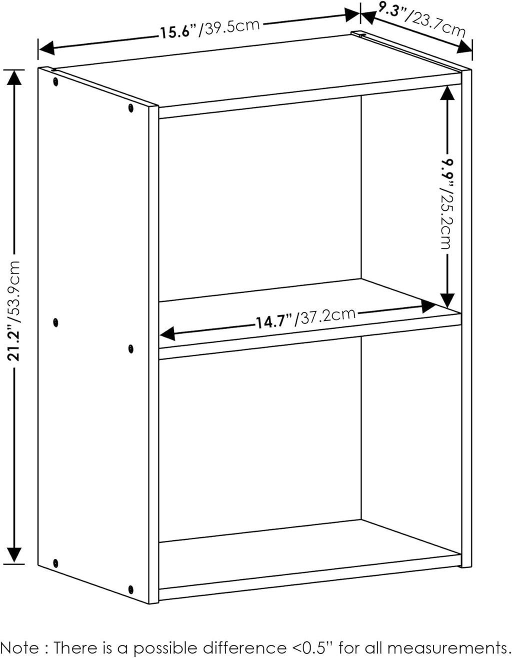 Furinno Luder Bookcase / Book / Storage, 2-Tier, White