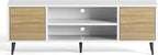JUMMICO TV Stand for 65 Inch TV, Mid Century Modern TV Stand, Entertainment Center with Storage Cabinet and Open Shelves, TV Console Table Media Cabinet for Living Room, and Bedroom (White)