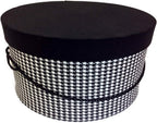 Sarah's Hat Boxes Classic Houndstooth Hat Box – 18.5" x 9.5" (Dia. x Ht.) Handmade in USA – Odorless Non-Toxic Adhesive, Cording Handle – Premium Storage for Hats & Accessories