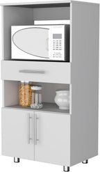 24.4" D*16.5" W*48.03" H Freestanding Kitchen Pantry with 2 Open Shelves, Single Door, Rectangular Storage Cabinet, Modern Minimalist, for Living Room, Dining Room, White