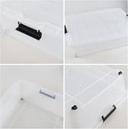 Gloreen 3 Pack Large Under Bed Storage Boxes with Wheels, 50 Quart Clear Plastic Lidded Storage Bins