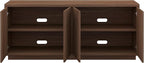 Henn&Hart Fluted TV Stand for TVs up to 65'' with 2 Concealed Ribbed Storage Cabinets and Adjustable Shelves for Living Room, Family Room, or Office, Medium Walnut